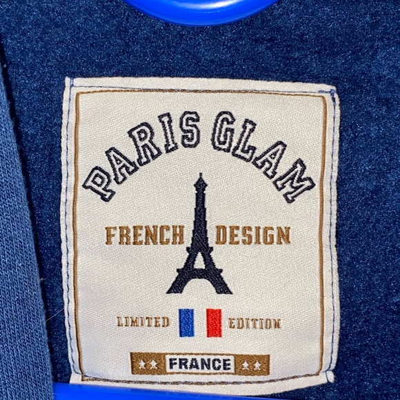 Paris Université Blue Embroidered Graphic Hoodie Streetwear loungewear sporty - Picture 8 of 10
